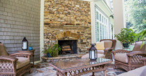 exterior stone veneers on a fireplace 